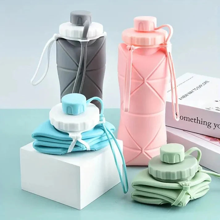 (Free Delivery) Foldable Silicone Water Bottle 600ML