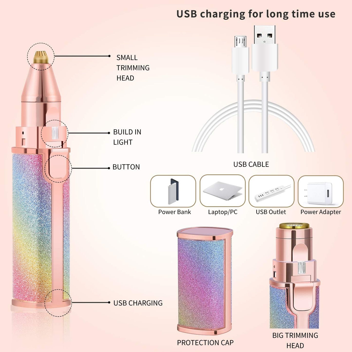 2 In 1 Eyebrow Trimmer With USB Charger