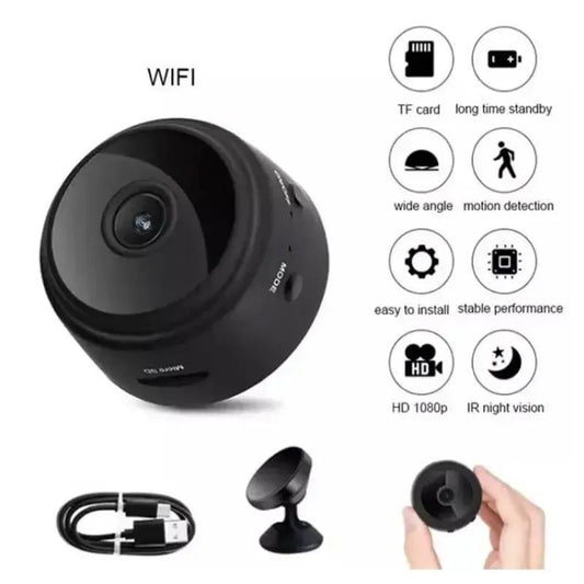 Mini WiFi Camera HD 1080P Night Vision Black
